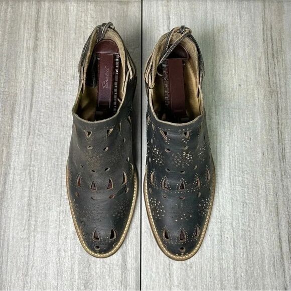 Musse & Cloud Anisse Anthropology Black Leather Ankle Shoe Booties Womens Size 7 - Picture 6 of 10